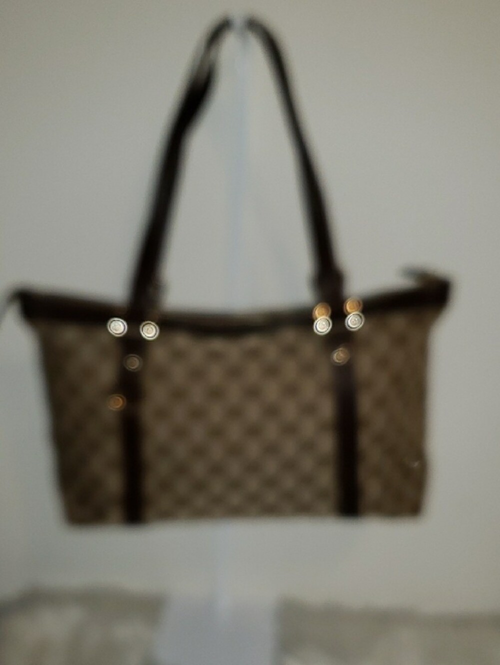 Gucci Beige GG Canvas Shoulder Bag with Dark Brown Leather Trim - Picture 6 of 16